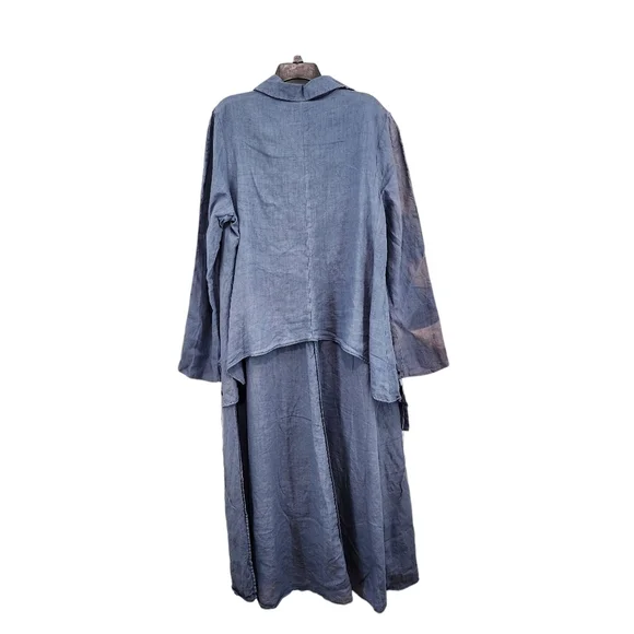 Cynthia Ashby Women's 100% Linen Asymmetrical Lagenlook Coat Oversized Dress - M